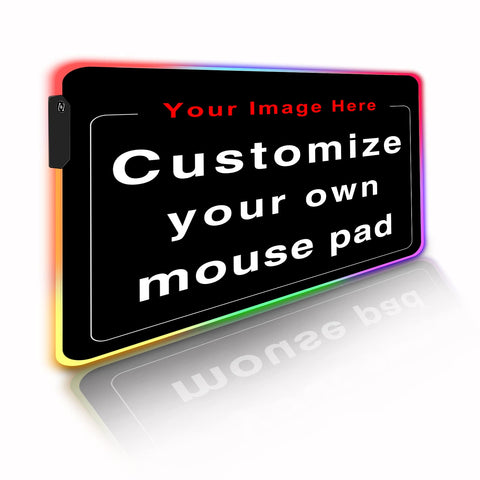 Personalized RGB LED Gaming Mouse Pad Make Your Own Customized Gaming Mousepad Custom Mouse Mat for Office Dorm Personalised Gifts Presents for Gaming Lovers, 23.6x13.8in