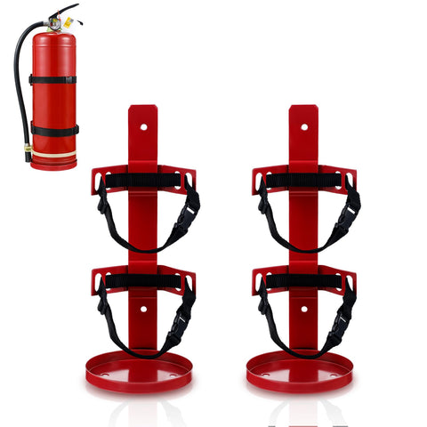 Suzile 2 Pcs Fire Extinguisher Metal Bracket Fire Extinguisher Holder Wall Mount Compatible with 5 Pound Fire Extinguishers (Red)