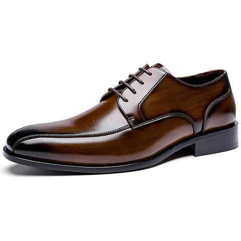 QAXZESA Men Formal Leather Lace Up Derby Shoes Lightweight Wear Resistant Pointed Toe Office Work Business Dress Shoes,Brown-45