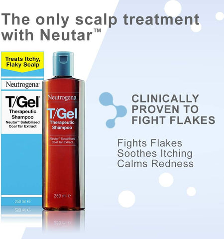 Neutrogena T/Gel Therapeutic Shampoo For Flaky, Itchy Scalp (1x 125ml), Anti-Dandruff Shampoo for the treatment of Scalp Psoriasis, Seborrheic Dermatitis and Dandruff, Medicated Shampoo for Itchy and Dry Scalp