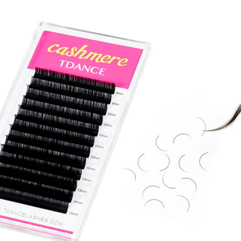 TDANCE Cashmere Lash Extensions Super Matte Black Classic Lash Extensions CC Curl 0.03mm Thickness 8-15mm Individual Volume Lash Extensions for Professional Salon Use(0.03-CC,8-15mm)