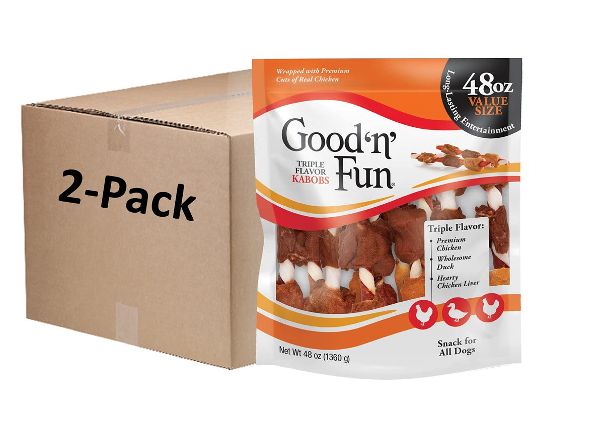 Good ÃƒÆ’Ã†â€™Ãƒâ€šÃ‚Â¢ÃƒÆ’Ã‚Â¢ÃƒÂ¢Ã¢â€šÂ¬Ã…Â¡Ãƒâ€šÃ‚Â¬ÃƒÆ’Ã‚Â¢ÃƒÂ¢Ã¢â€šÂ¬Ã…Â¾Ãƒâ€šÃ‚Â¢nÃƒÆ’Ã†â€™Ãƒâ€šÃ‚Â¢ÃƒÆ’Ã‚Â¢ÃƒÂ¢Ã¢â€šÂ¬Ã…Â¡Ãƒâ€šÃ‚Â¬ÃƒÆ’Ã‚Â¢ÃƒÂ¢Ã¢â€šÂ¬Ã…Â¾Ãƒâ€šÃ‚Â¢ Fun Triple Flavor Kabobs 48 Ounce, Rawhide Snack for All Dogs (2 Pack)