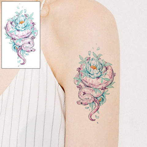 20 Sheets Small Flower Floral Animals Temporary Tattoo, Hands Face Tatoo Sticker for Men Women, Snake Birds Semitransparent Designs Body Art on Arm Neck Shoulder Clavicle Waterproof