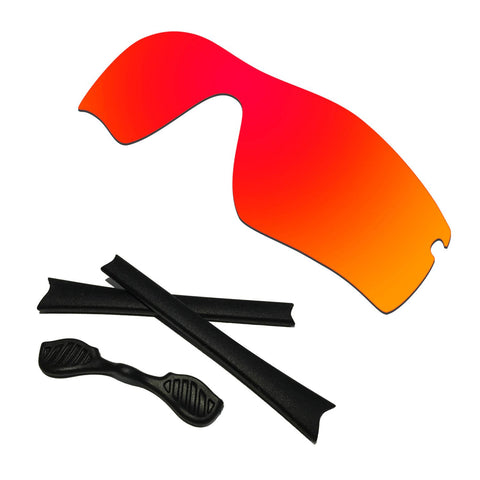 HKUCO Red Polarized Replacement Lenses plus Black Earsocks Rubber Kit For Oakley Radar Path