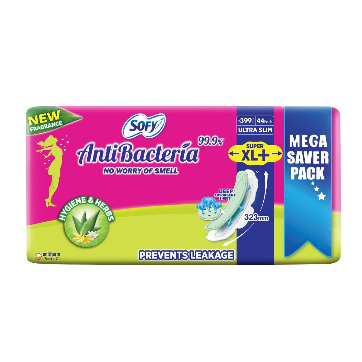 Sofy 99.9% Sanitary Pads - 44 Pads (Super XL Plus) - 323mm