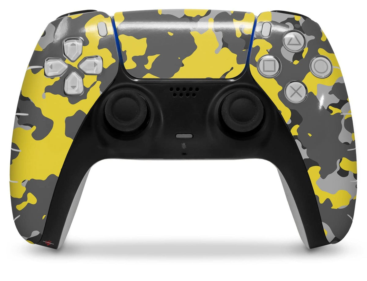 WraptorSkinz Skin Wrap Compatible with Sony PS5 DualSense Controller WraptorCamo Old School Camouflage Camo Yellow (Controller NOT Included)