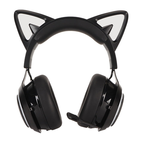 Zunate Gaming Headset with 3D Surround Sound, RGB Lighting Cat Ears Headphones 120 Degree Rotatable Mic for PC, Laptops (Black)