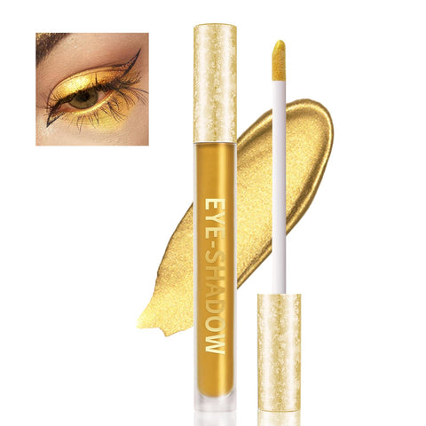 HOSAILY Liquid Gold Glitter Eyeshadow, Metallic Shining Liquid Eyeshadow Long Lasting Quick-Drying Shimmer Eye Shadow Lip Gloss Lipstick Halloween Christmas Party Eye Makeup