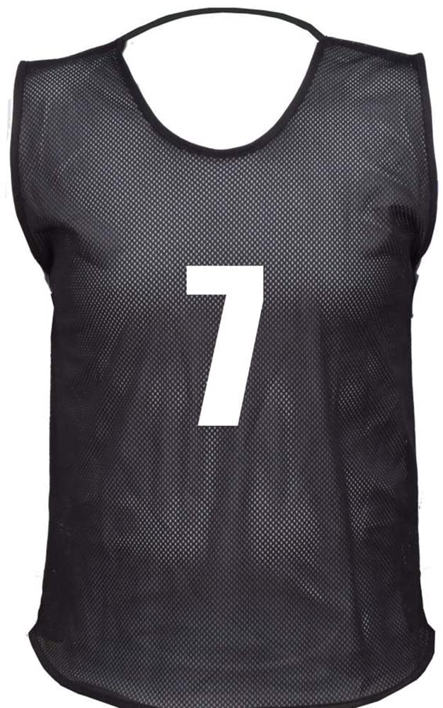 15 MESH BIBS FOOTBALL TRAINING SPORTS BIBS NUMBERED (1-15 OR number of your choice) Front/Back OR Front & Back (Black (Front Only), Small Boys (U 8's))