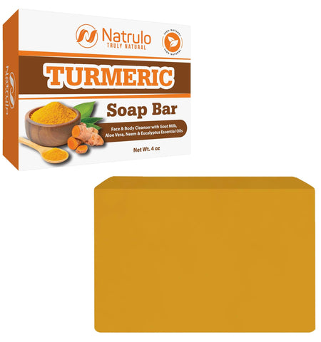 Turmeric Soap Bar for Face & Body - Natural Turmeric Skin Brightening Soap for Dark Spots, Intimate Areas, Underarms - Turmeric Face Wash Reduces Acne, Fades Scars & Cleanses Skin - Made in USA, 4oz