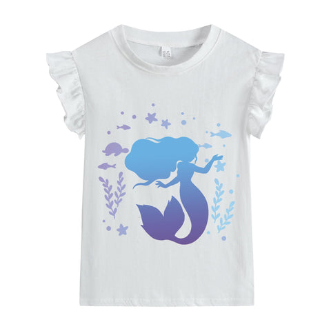 Toddler Girl Mermaid T-Shirts Baby Girls Short Sleeve Tee Graphic Summer Cotton Shirt Kid Casual Crewneck Tops Shirts 3T