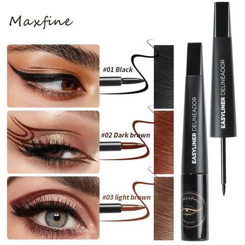 AKARY Dip Eyeliner Waterproof 24H Longlasting, Light Brown Liquid Eyeliner Quick Drying, Colored Eye Liner Pencil for Women Bold & Natural Eye Make Up with Precise & Easy Application, 0.22 fl oz, 03