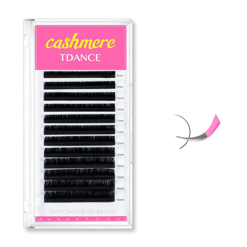 TDANCE Cashmere Lash Extensions Super Matte Black Classic Lash Extensions CC Curl 0.03mm Thickness 8-15mm Individual Volume Lash Extensions for Professional Salon Use(0.03-CC,8-15mm)