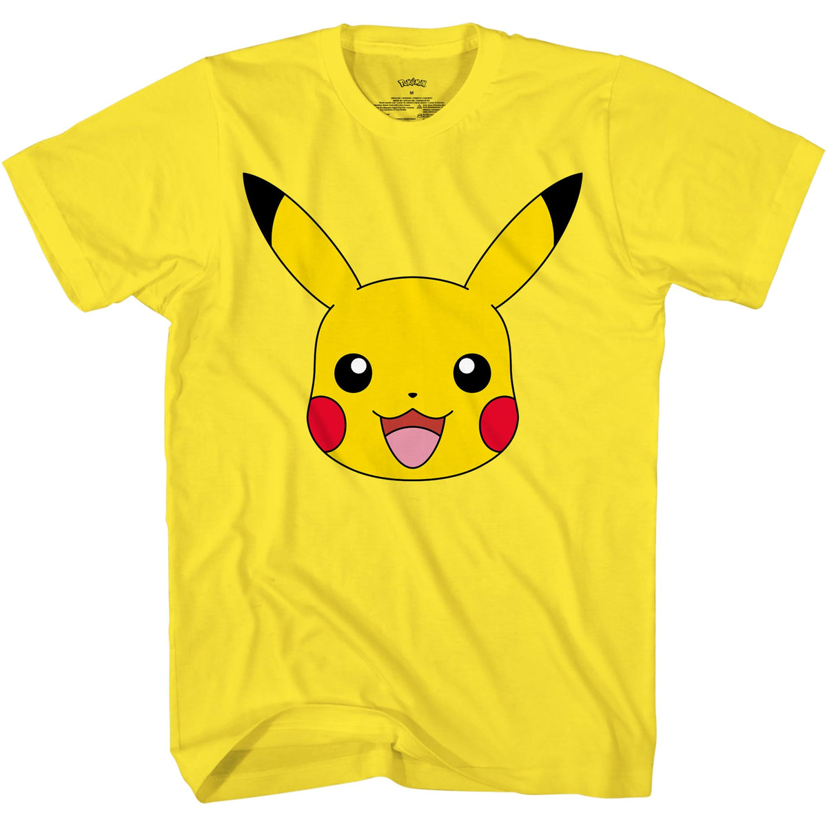 Pokemon Big Face Pikachu Adult T-Shirt(Yellow,X-Large)