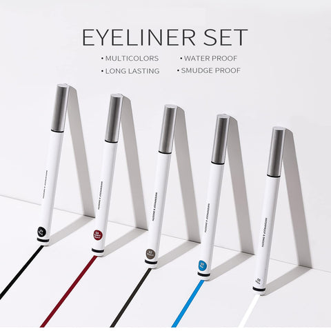 Grospe Colorful Liquid Eyeliner Pencil,5 Colors Thin Head Eyeliner Pencil Set, Not Easy To Halo,1-Time Molding of Eyeliner Liquid, Both Thick and Thin Can Be Made