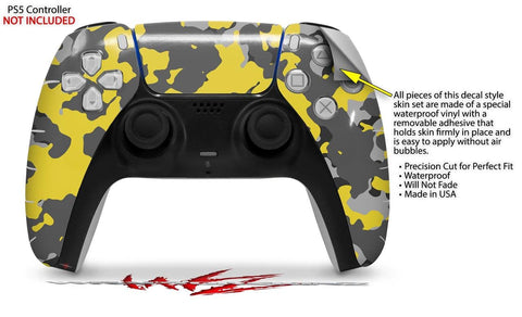 WraptorSkinz Skin Wrap Compatible with Sony PS5 DualSense Controller WraptorCamo Old School Camouflage Camo Yellow (Controller NOT Included)