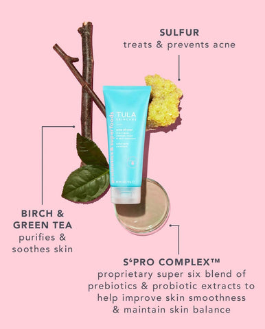 TULA Skin Care Acne All-Star - Non-Irritating 3-in-1 Cleanser, Mask & Spot Treatment, Prevents Acne & Purifies Skin, Contains Sulfur, Willowbark, Green Tea, Sea Water, 4 oz.