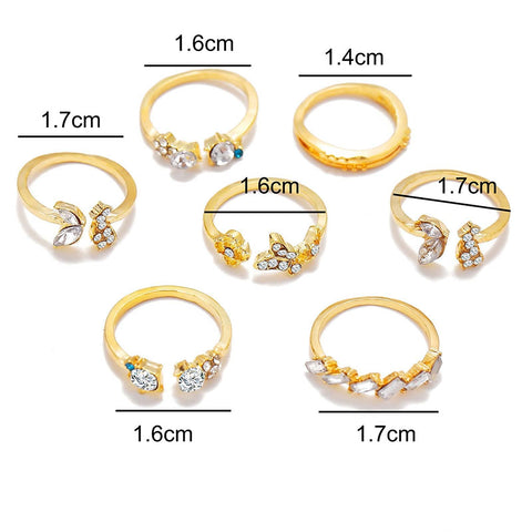 Yheakne Boho Rings Set Gold Rhinestone Knuckle Rings Stacking Crystal Midi Finger Rings Fashion Rings Accessories for Women and Teen Girls (Style B)