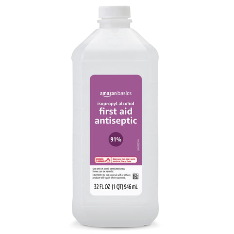 Amazon Basics 91% Isopropyl Alcohol First Aid Antiseptic, Unscented 32 Fl Oz (Pack of 1) (Previously Solimo)