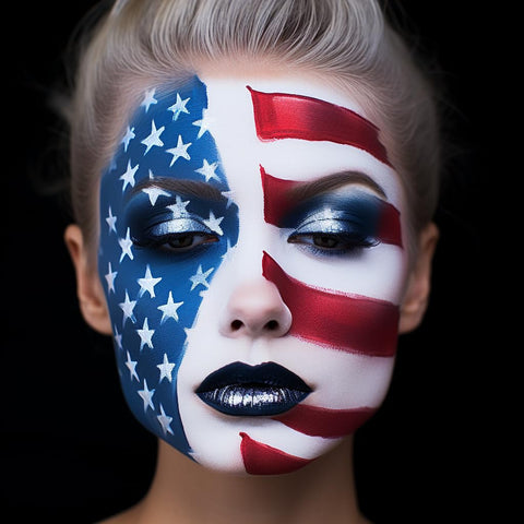 CCbeauty Halloween Clown Red White Blue Face Body Paint Makeup,Cream USA Flag Face Painting America's Patriotic Veterans Events 4th of July Pride Independence Day, Joker Makeup Cosplay Costume Parties