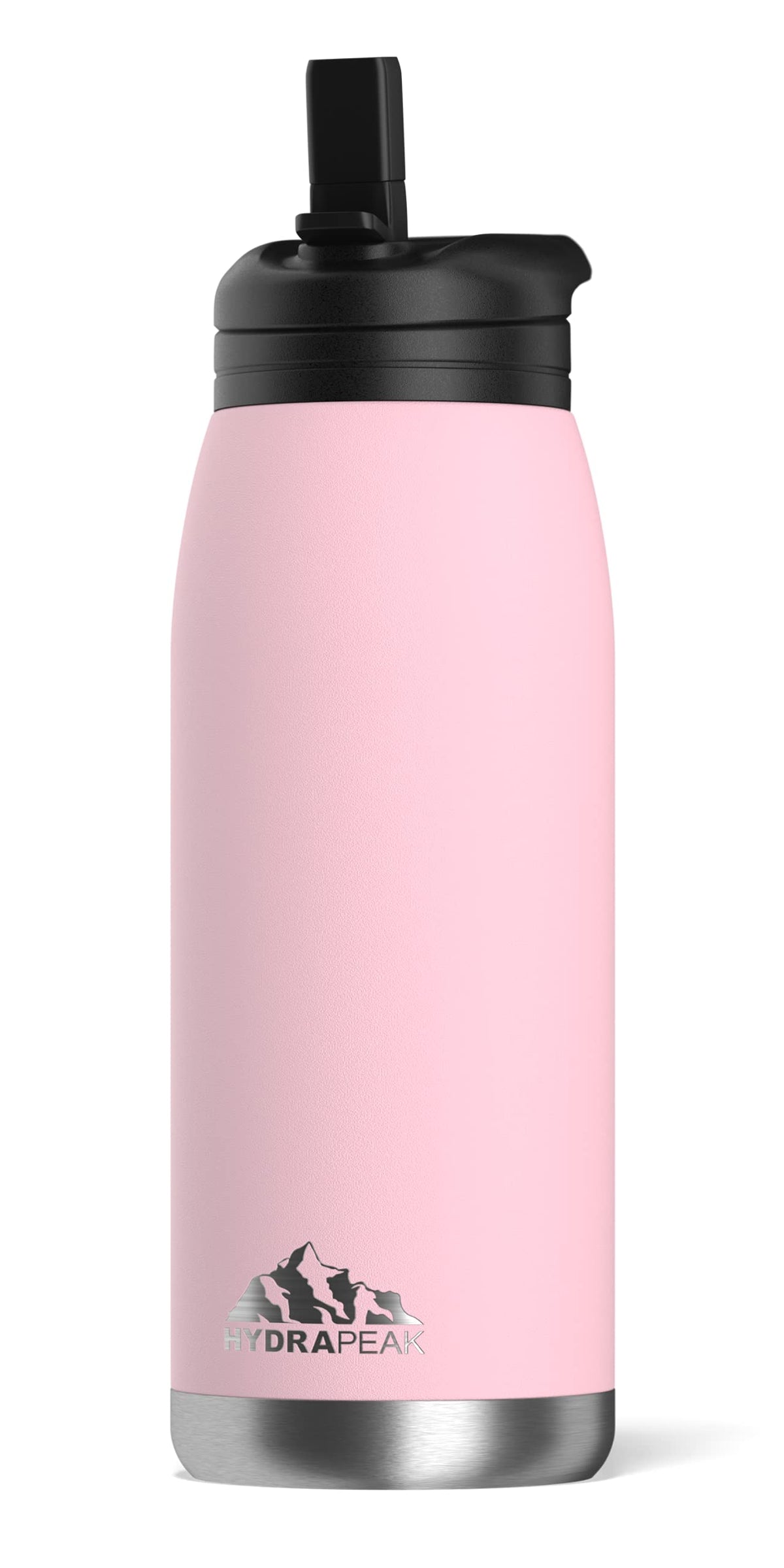 Hydrapeak Flow 32 oz. Stainless Steel Water Bottle | Vacuum Insulated Water Thermos | BPA-Free and Leak-Proof | Wide Mouth Flask with Bite Straw Non-Slip Handle | On The Go Personal Canteen