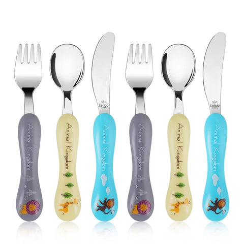 Lehoo Castle Childrens Cutlery Set, 6pcs Stainless Steel Toddler Cutlery Kids Cutlery Flatware, Incudes 2 x Spoons, 2 x Forks, 2 x Knives