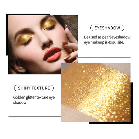 HOSAILY Liquid Gold Glitter Eyeshadow, Metallic Shining Liquid Eyeshadow Long Lasting Quick-Drying Shimmer Eye Shadow Lip Gloss Lipstick Halloween Christmas Party Eye Makeup