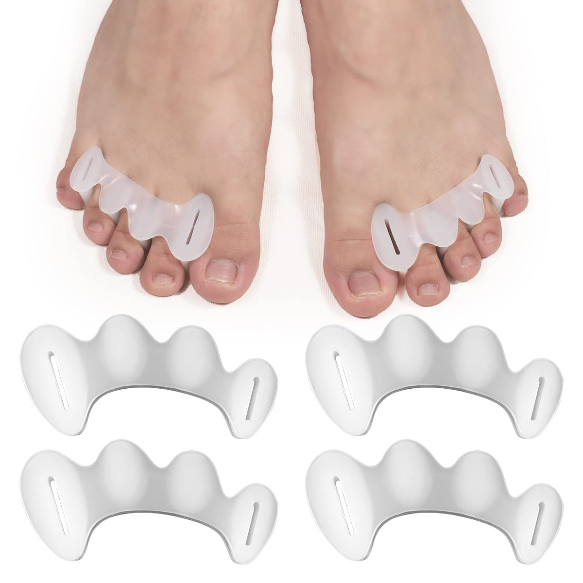 2 Pairs Adjustable Toe Spacers, Silicone Toe Spacers Toe Straighteners Toe Spacer for Hammer Toes Toe Separators for Women Men (S Size)