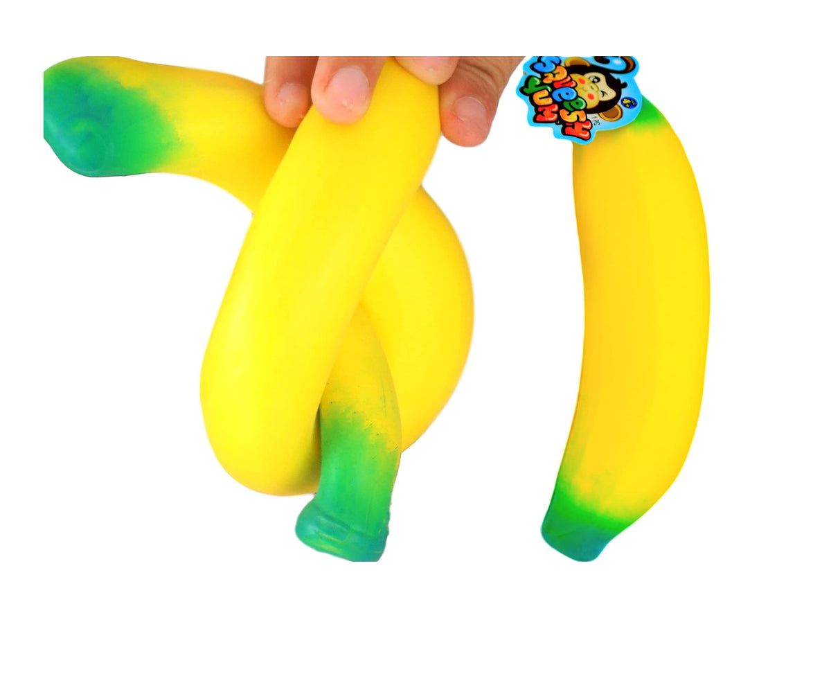 JA-RU Stretchy Banana Toys (1 Banana) Super Squishy Fidget Toy for Kids & Adult. Sand-Filled Rubber Banana Toy. Stress & Anxiety Relief Autism Sensory Toys. Stretchy Fruit Bulk Party Favor. 3340-1A