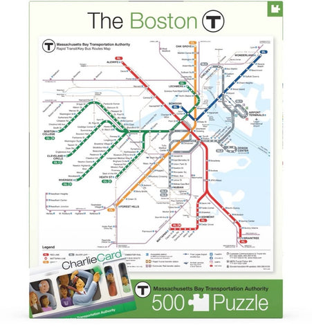 New York Puzzle Company - Transit Maps Boston T Map - 500 Piece Jigsaw Puzzle