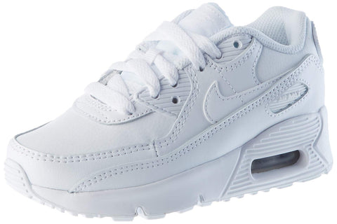 Nike Boy's Air Max 90 LTR (Little Kid) White/White/Metallic Silver/White 2 Little Kid M