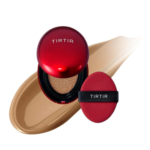 TIRTIR Mask Fit Red Cushion Foundation | Full coverage, Weighless, Skin fit, Satin Glow Finish, Korean cushion foundation (Pack of 1)