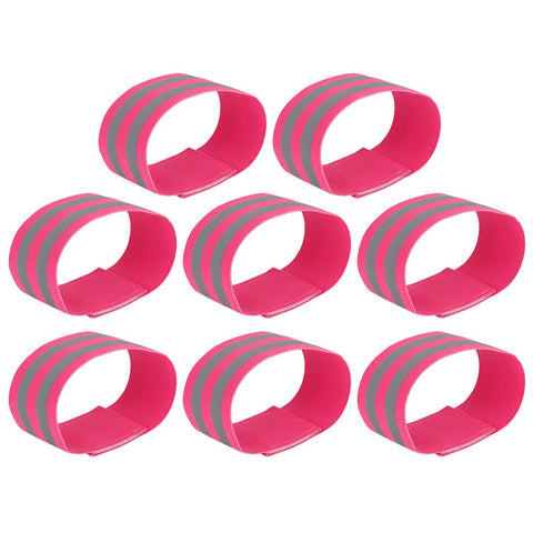 X AUTOHAUX 8pcs Reflective Bands for Arm Cycling Reflective Armbands Pink