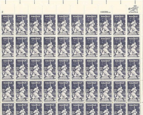 Babe Ruth Sheet of 50 x 20 Cent US Postage Stamps Scott 2046