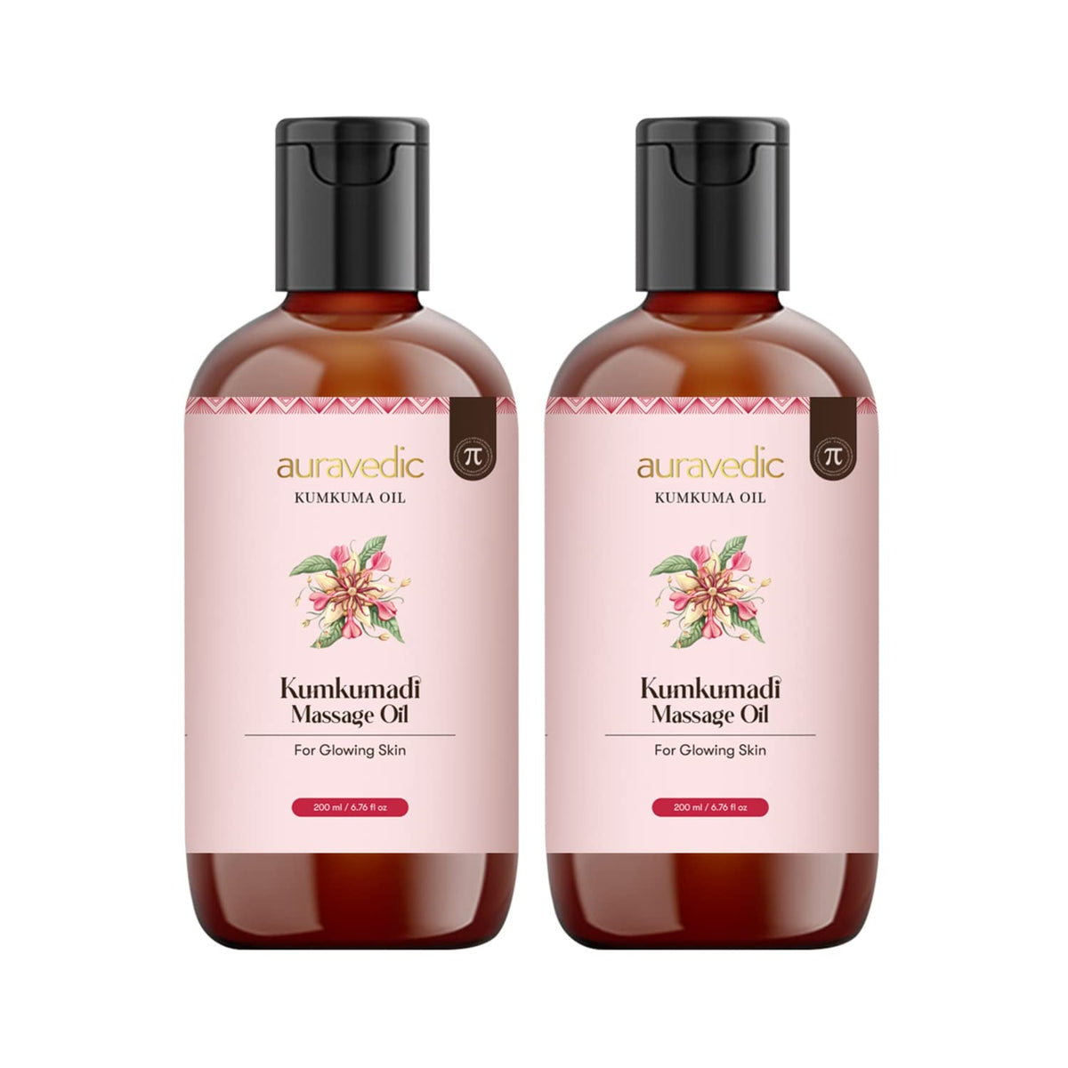 Auravedic Kumkumadi Massage oil for women men 200 ml each pack of 2 Kumkumadi tailam Body oil for full body massage Kumkumadi oil body massage oil for full body massage oil for men women