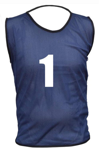 15 MESH BIBS FOOTBALL TRAINING SPORTS BIBS NUMBERED (1-15 OR number of your choice) Front/Back OR Front & Back (Navy (Back Only), Small Boys (U 8's))