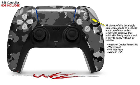 WraptorSkinz Skin Wrap Compatible with Sony PS5 DualSense Controller WraptorCamo Old School Camouflage Camo Black (Controller NOT Included)