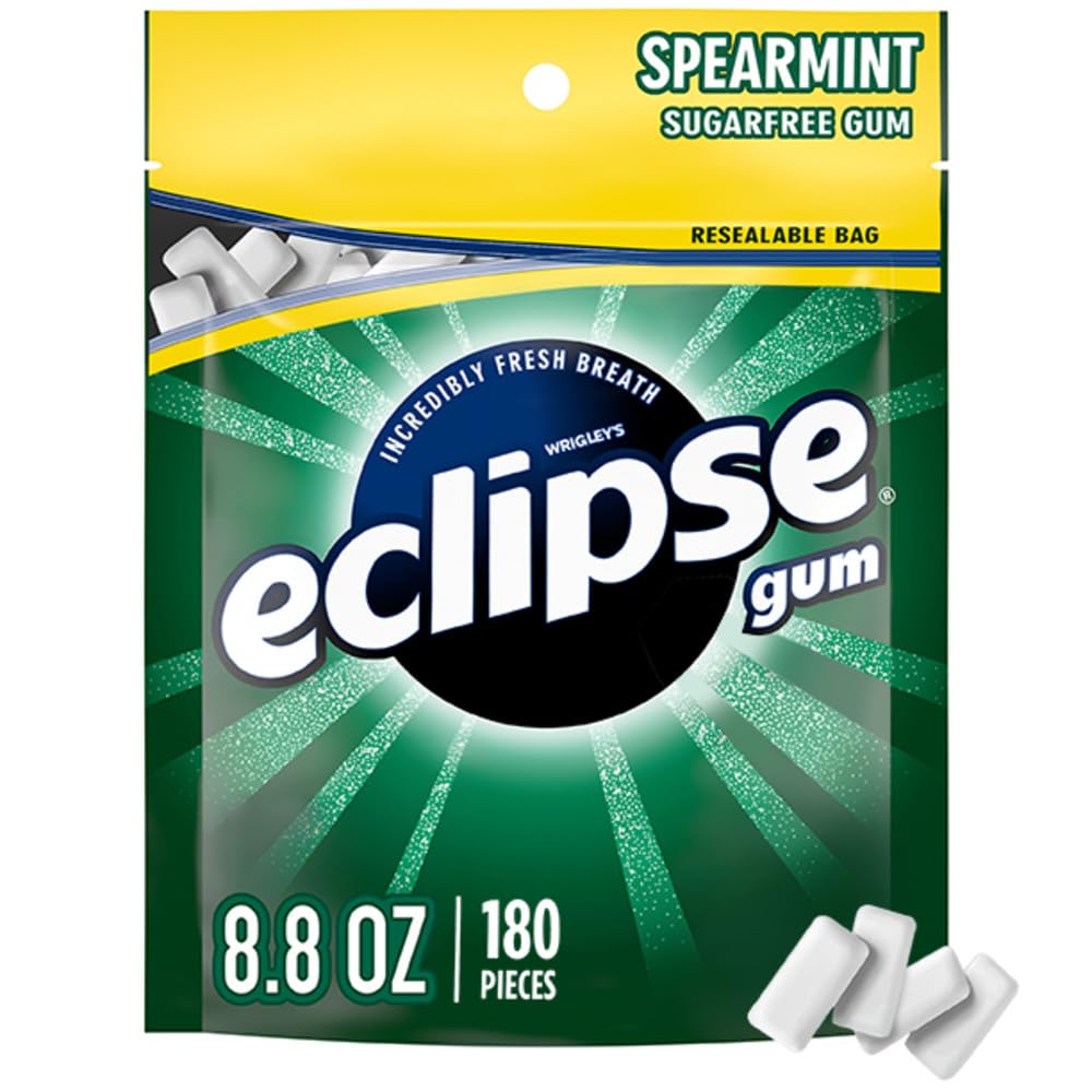 ECLIPSE Spearmint Sugarfree Chewing Gum, 180 piece bag