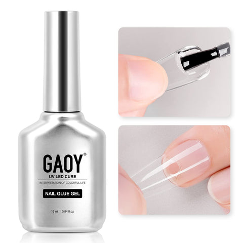 GAOY Nail Glue Gel, 2 in 1 Nail Glue and Base Gel for Acrylic Nails Tips, 16ml Glue Gel for Press on Nails, Nail Lamp Needed