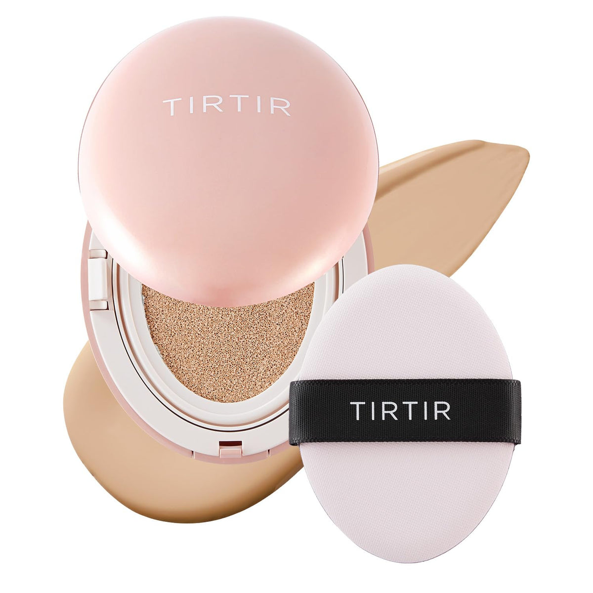 TIRTIR Mask Fit All Cover Pink Cushion Foundation | High coverage, Velvety Matte Finish, Lightweight, Flawless, Corrects Redness, Korean Cushion (#23N Sand, Full Size, 0.63 Fl Oz)