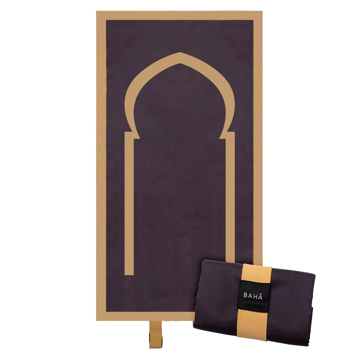 BAH? Portable Prayer Mat | Travel Prayer Mat, Foldable Prayer Mat for Muslims, Perfect Muslim Gift (Black Gold)