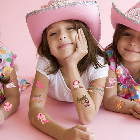 CHARLENT Cowgirl Temporary Tattoos for Kids Party Supplies - Western Cowgirl Temporary Tattoos for Girls Birthday Party Favors Goodie Bag Fillers