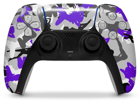 WraptorSkinz Skin Wrap Compatible with Sony PS5 DualSense Controller Sexy Girl Silhouette Camo Purple (Controller NOT Included)