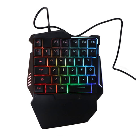 RGB Backlit Gaming Keyboard One Handed, Silent Keys 35 Keys Ergonomic Design with Wrist Rest and RGB Backlighting for Windows PC Gamers