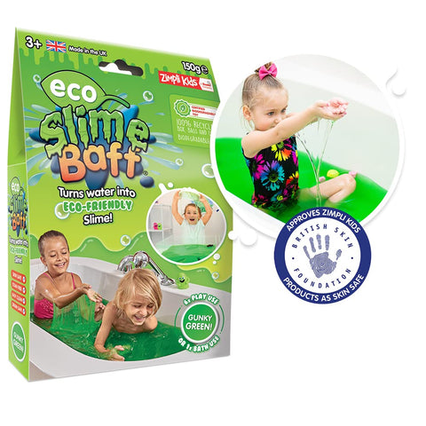 Eco Slime Baff Green, 1 Bath or 4 Play Uses from Zimpli Kids, Magically turns water into gooey, colourful slime, Environmentally Friendly Toys, Eco-Friendly Gifts for Children, Slime Kits for Boys