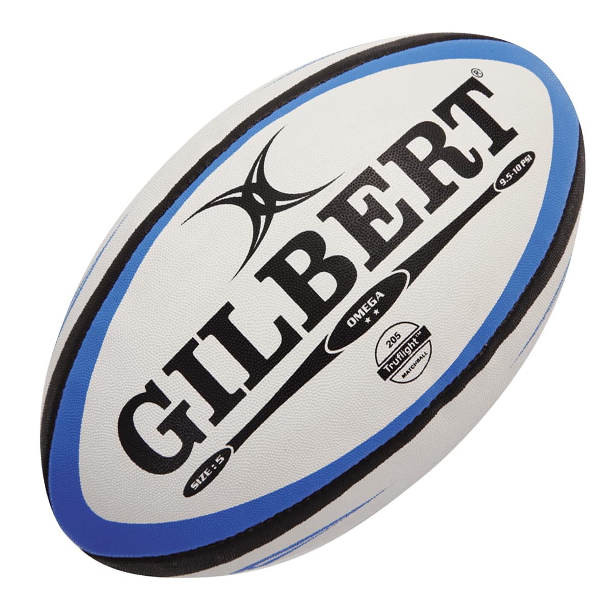 Gilbert Men's Omega Match Rugby Ball - Blue/Black, Size 5