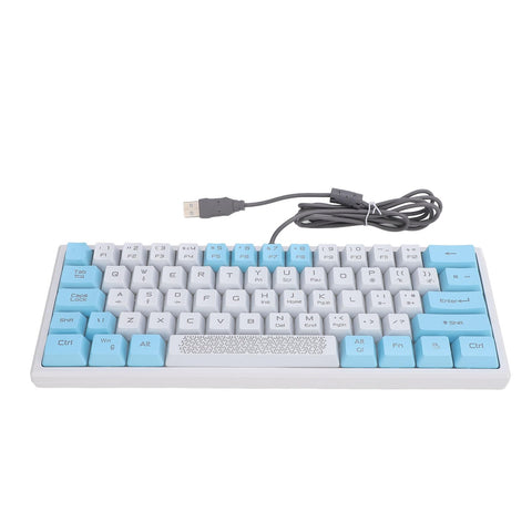 Zunate RGB Lighting Mechanical Keyboard, Sensitive Operation 62 Key White and Blue Gaming Keyboard with Material for Home and Office