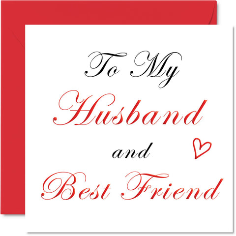 Special Birthday Cards for Husband - Best Friend - Romantic Happy Birthday Card for Husband from Wife Partner, Hubby Birthday Gifts, 145mm x 145mm Valentines Anniversary Greeting Cards