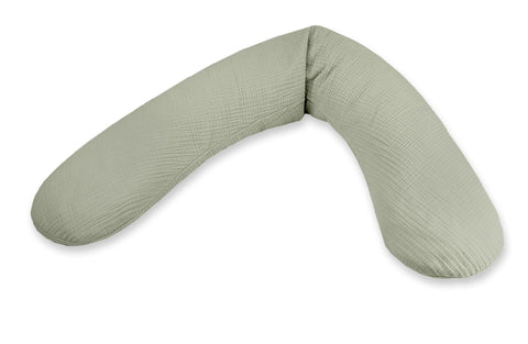 Theraline Replacement Cover for the Original Pregnancy Pillow & Nursing Pillow, Muslin 4-Ply 100% Cotton, Colour: Sage