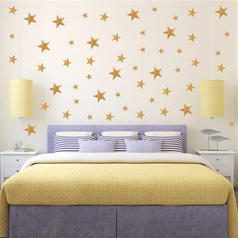 YOKIND 117Pcs Gold Stars Wall Decal Stars Pattern DIY Wall Stickers for Kids Rooms Home Decor